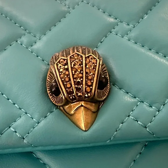 Kurt Geiger Turquoise Quilted Chain Shoulder Bag - Picture 9 of 12